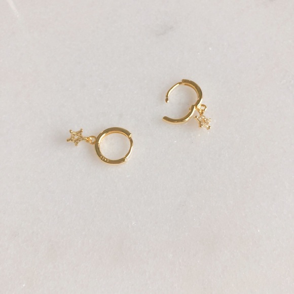 S925 silver star hoop earrings - Picture 4 of 7